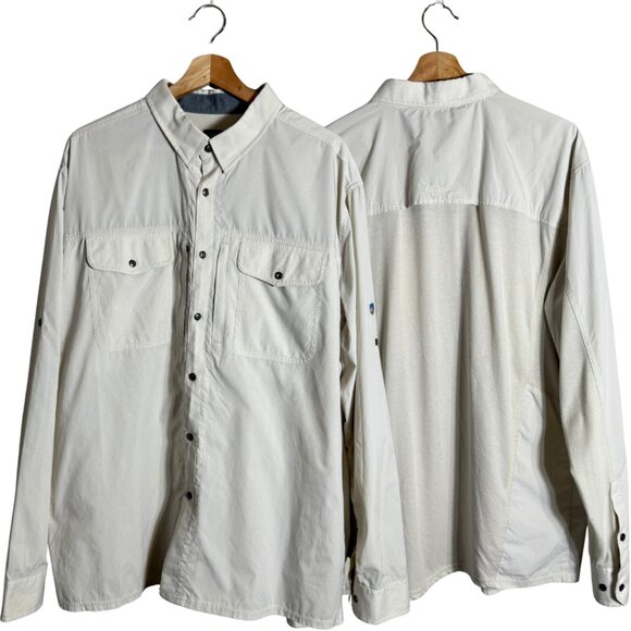 Kuhl Airkraft Roll Tab Button Down Long Sleeve Shirt Men's XL Ivory Outdoor Dad - Picture 2 of 16